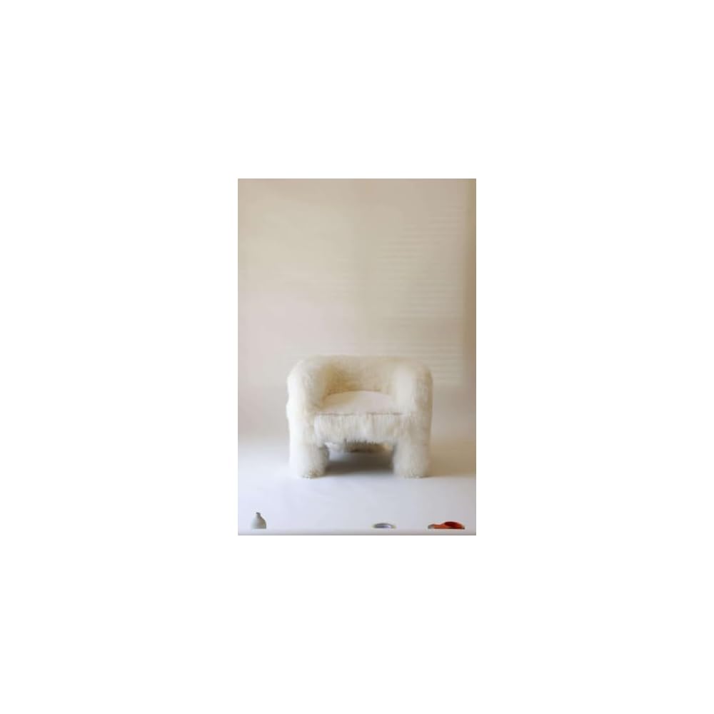 White Curly Lamb Fur Accent Chair with Plush Seat and Modern Armrests