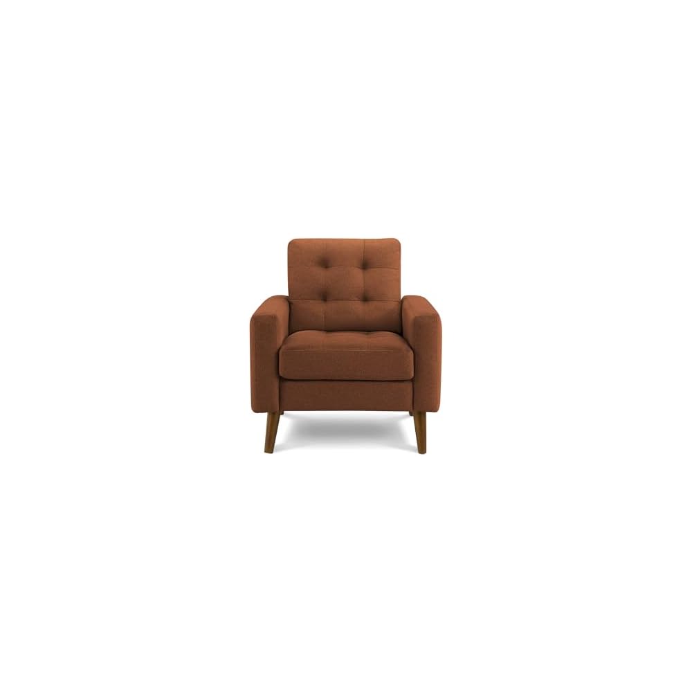 Monarch Specialties AM 8J11L44 Chair, 31" Wide, Accent Chair, Upholstered, Rust Fabric, Walnut Wood Legs, Mid Century
