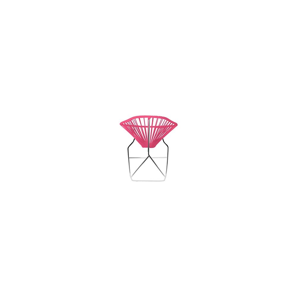 Innit Designs Acapulco Rocking Chair, Chrome Frame with Pink Weave