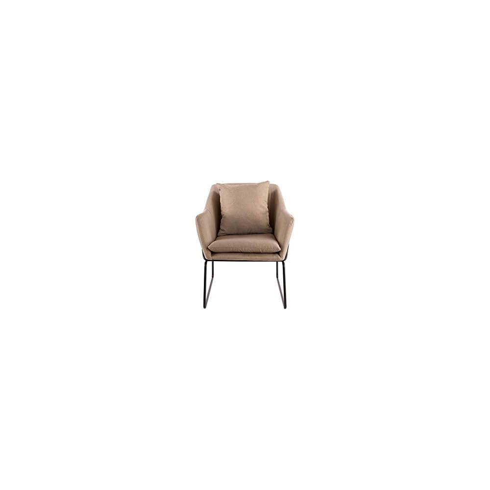 Elle Decor Odile Accent Chair, Plush Back Cushion, Black Metal Frame, Modern Living Room Upholstery Furniture