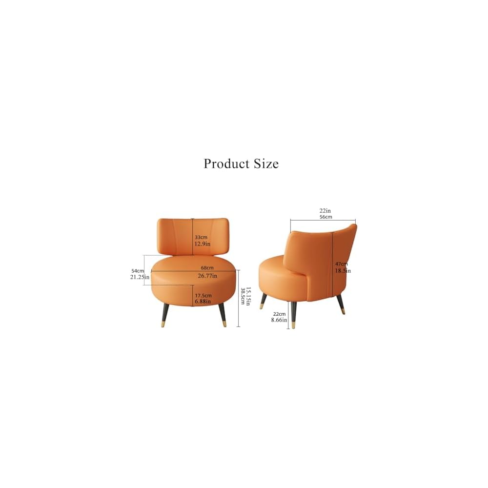 Single Sofa Chair Leather Accent Chair Modern Upholstered Armless Chair for Bedroom Negotiation Leisure Chair, Wide Seat Lazy Chair for Living Room, Office, Cafe(Nero)