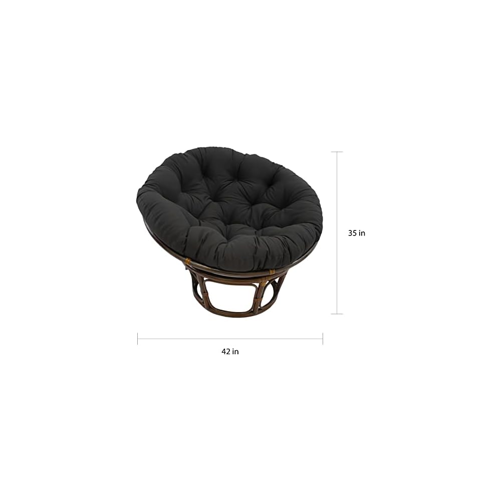 International Caravan Furniture Piece 42-Inch Rattan Papasan Chair with Solid Twill Cushion
