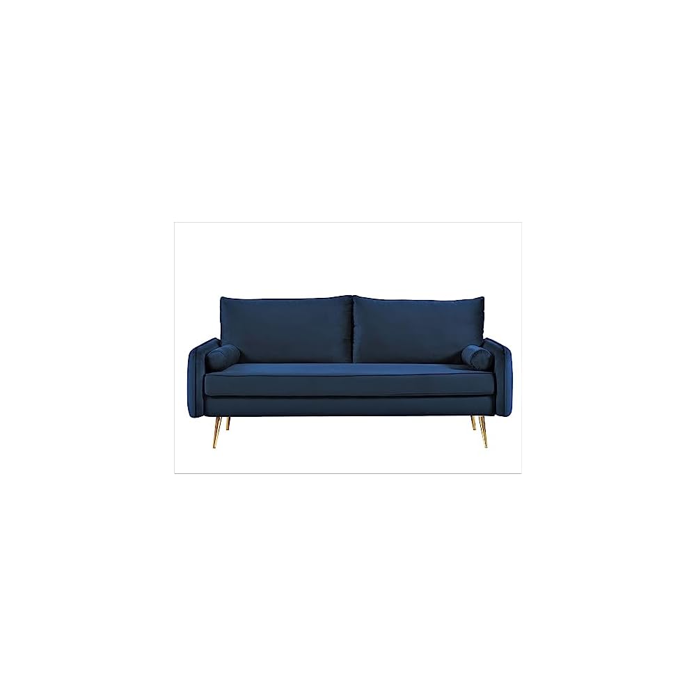 Container Furniture Direct Kent Modern Sofa, European Style Velvet Living Room Furniture with Tapered Legs, Vintage Flair, and Sleek Design, Couch, Dark Blue