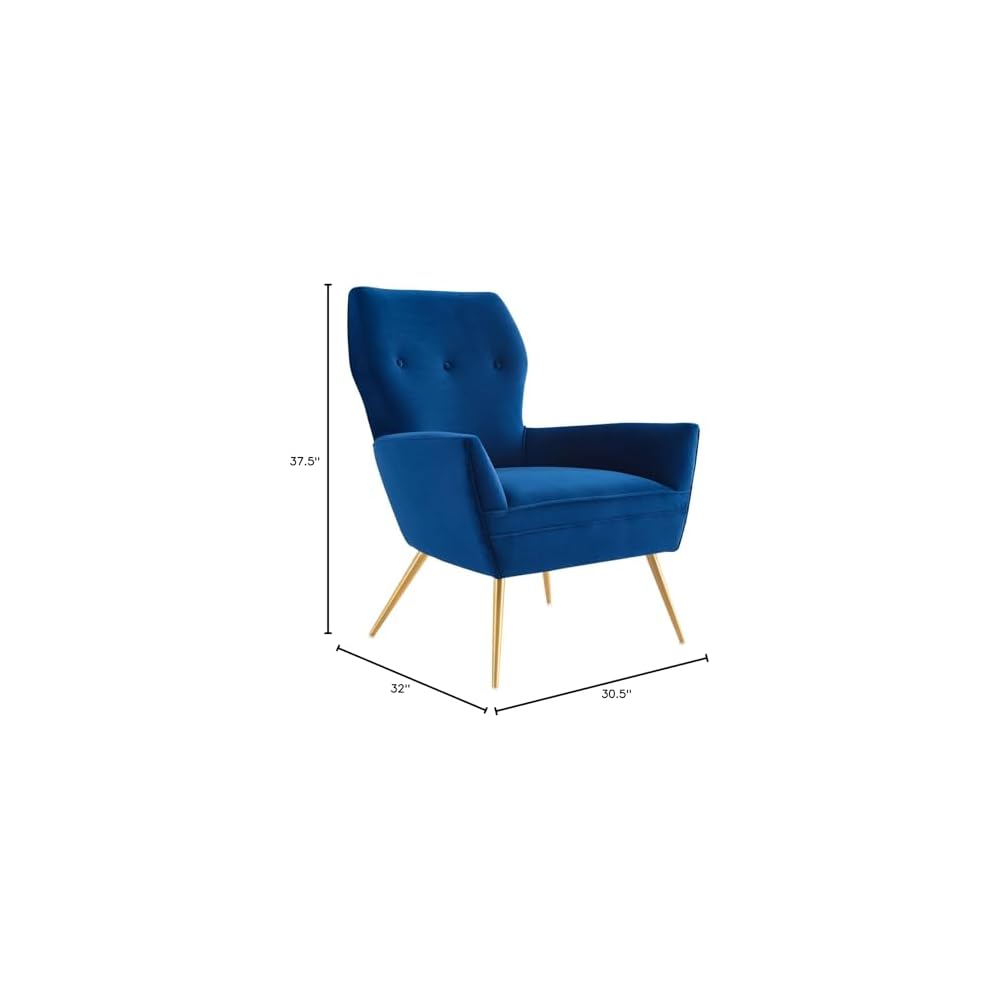 Modway Renata Modern Tufted Performance Velvet Armchair in Navy/Gold