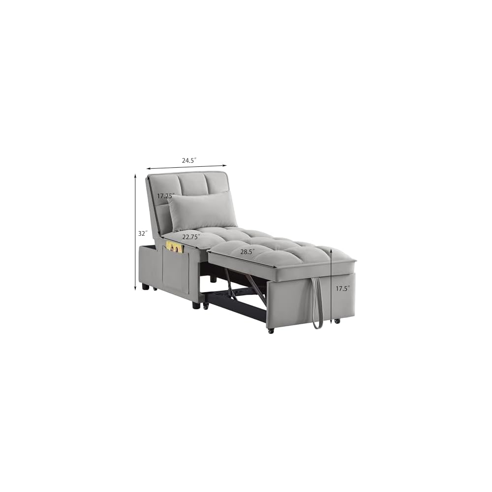 REYOUNG Convertible Sofa Bed, Gray