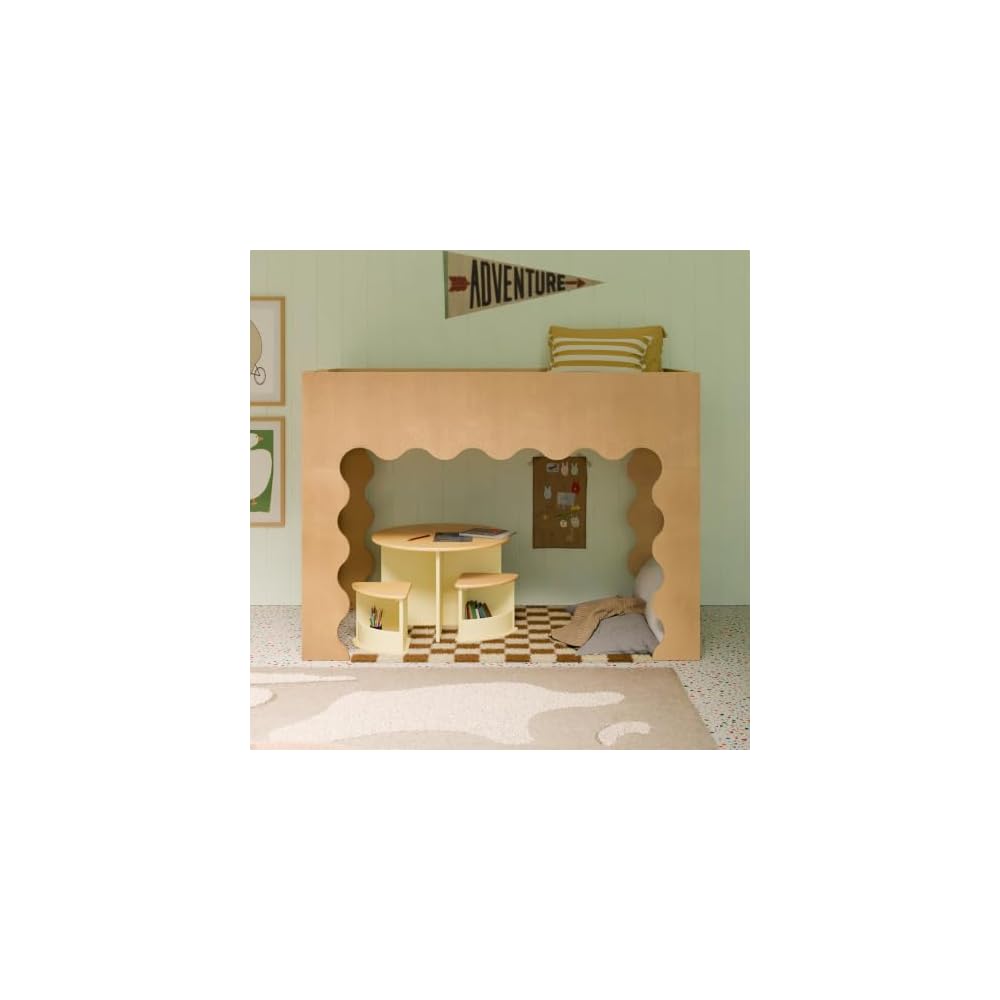 babyletto Kids Lido Wave Convertible Low Loft Twin Bed in Honey