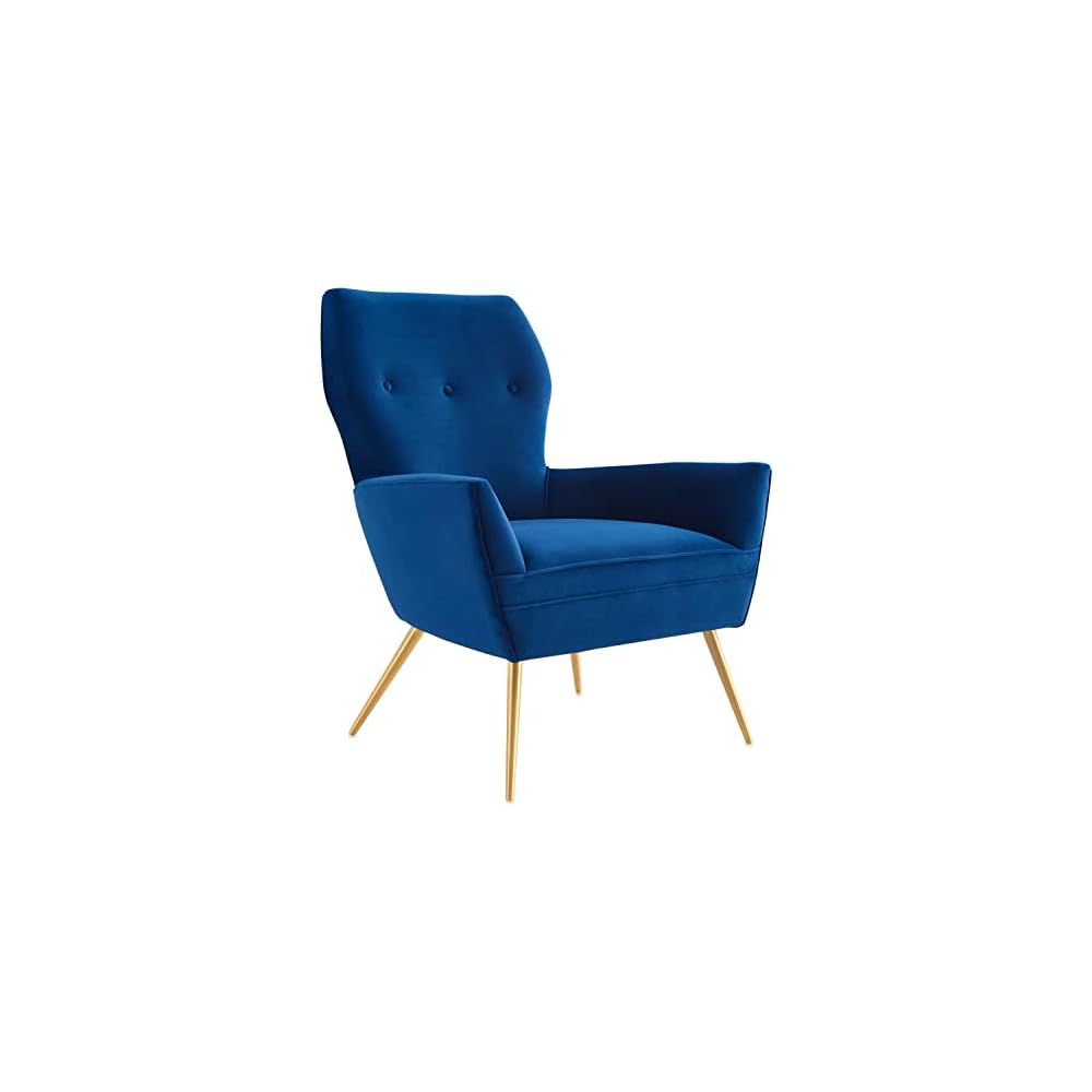 Modway Renata Modern Tufted Performance Velvet Armchair in Navy/Gold