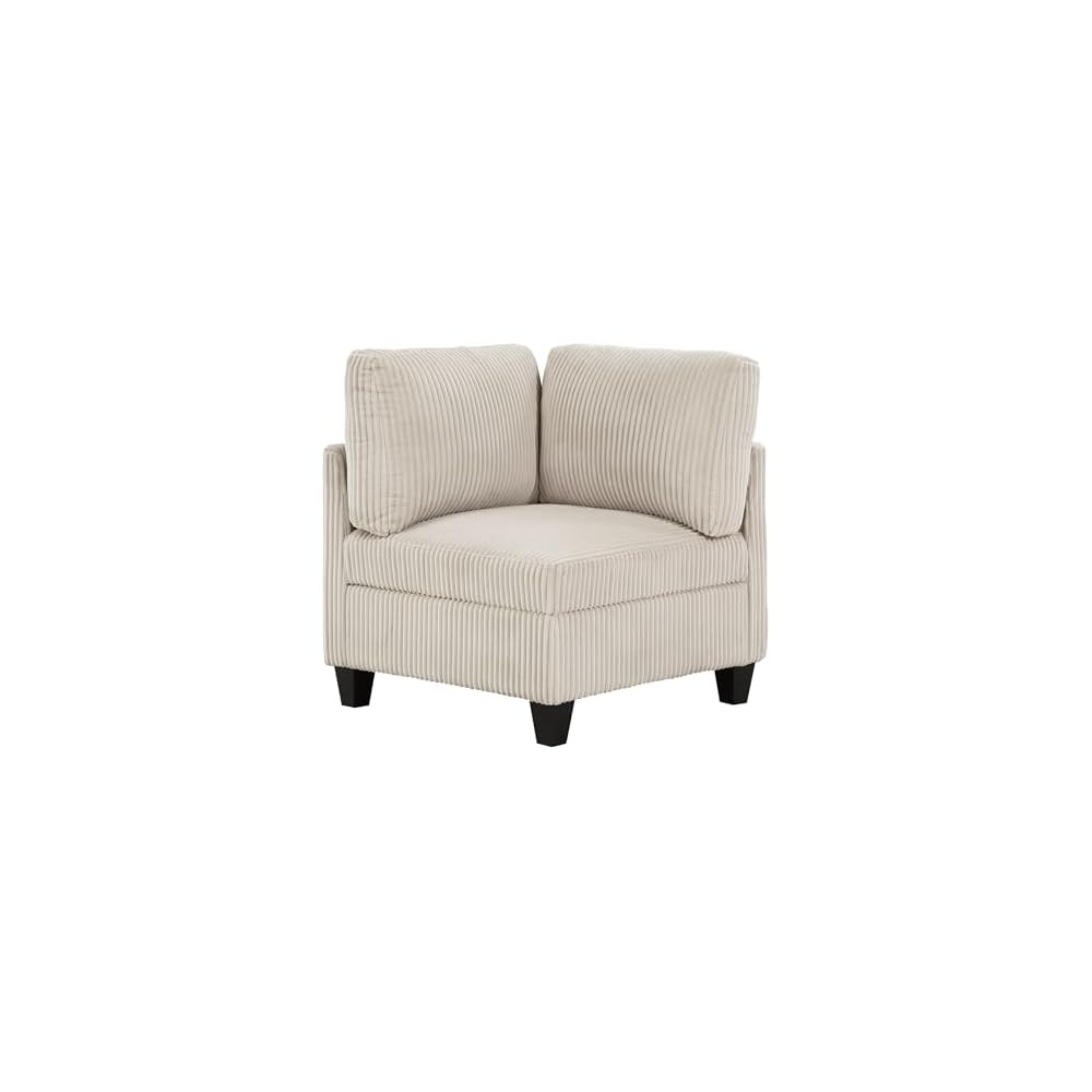 Lexicon Modular Sectional Sofa for Living Room, Corduroy Corner Seat with Storage, Units of Modular Sectional Couch, Upholstered Chair for Customizable Sectional Sofa Couch, Beige