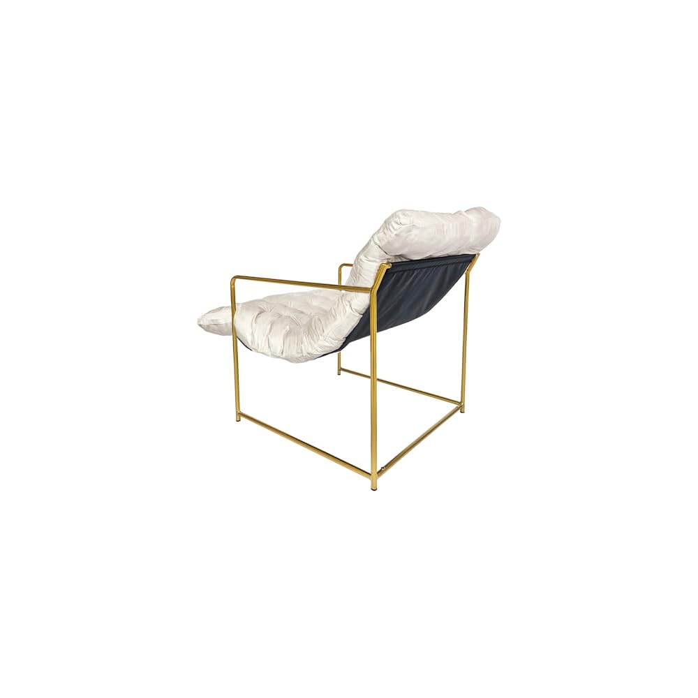 GIA Mid Century Modern Sling Accent Chair for Living Room, Bedroom, and Office,Set of 2,Upholstered in Beige Velvet Fabric with Gold Metal Base