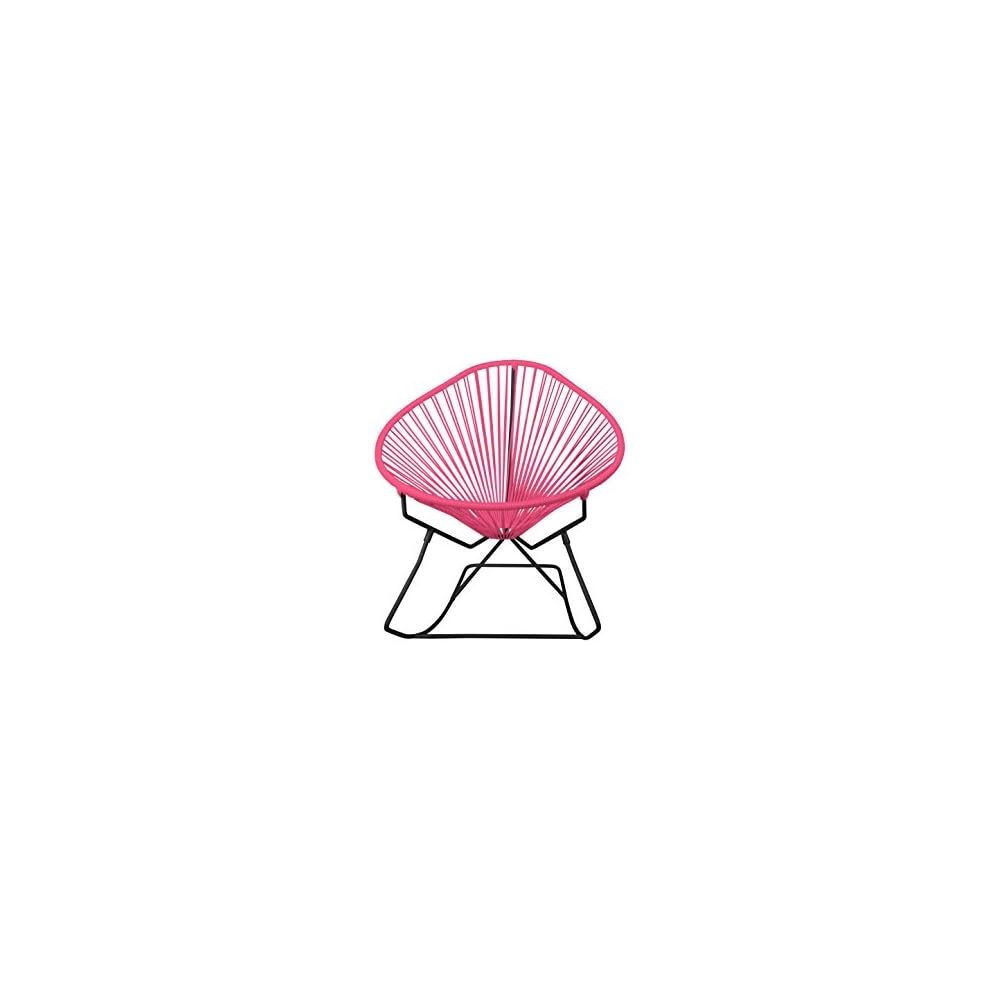 Innit Designs Acapulco Rocking Chair, Chrome Frame with Pink Weave