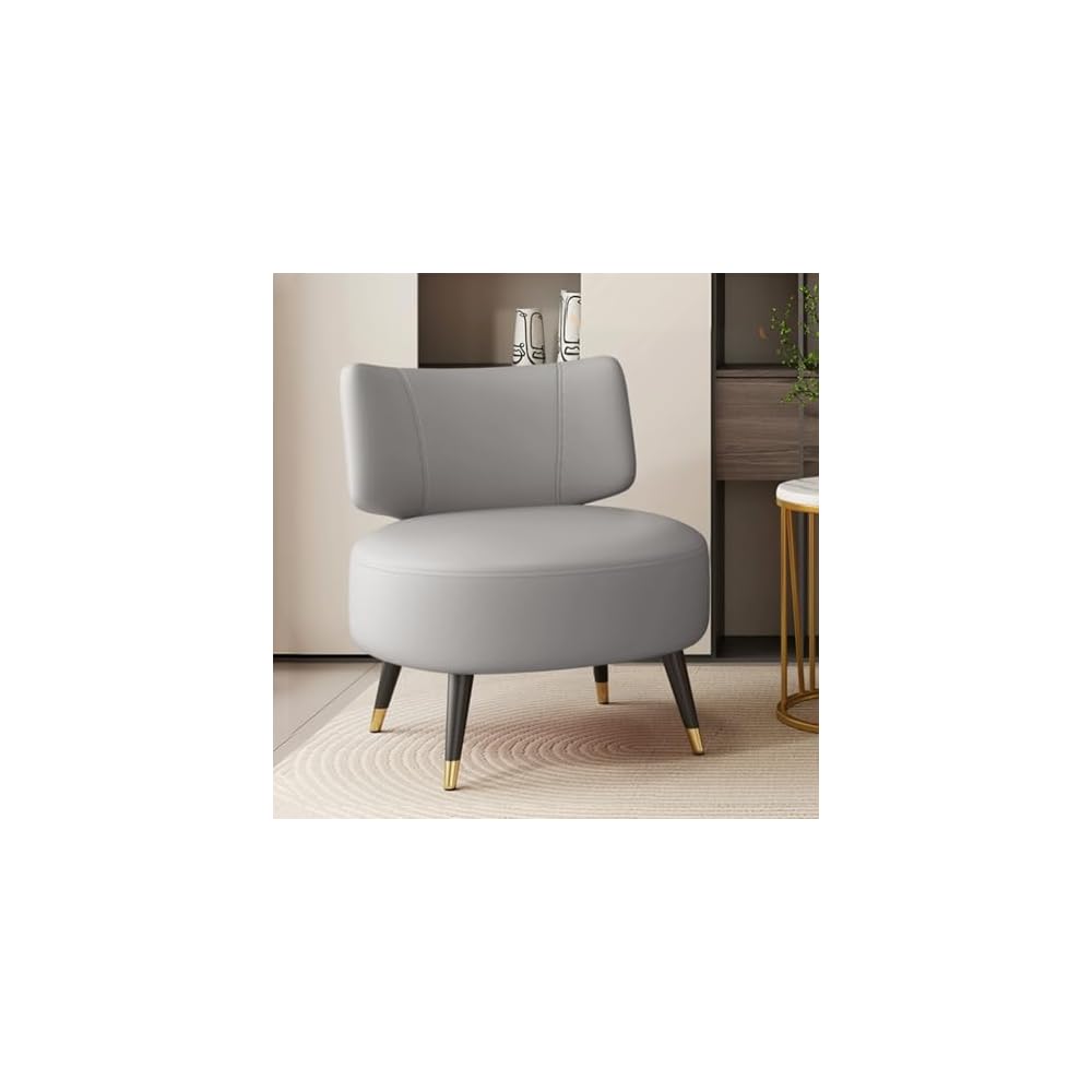 Single Sofa Chair Leather Accent Chair Modern Upholstered Armless Chair for Bedroom Negotiation Leisure Chair, Wide Seat Lazy Chair for Living Room, Office, Cafe(Nero)