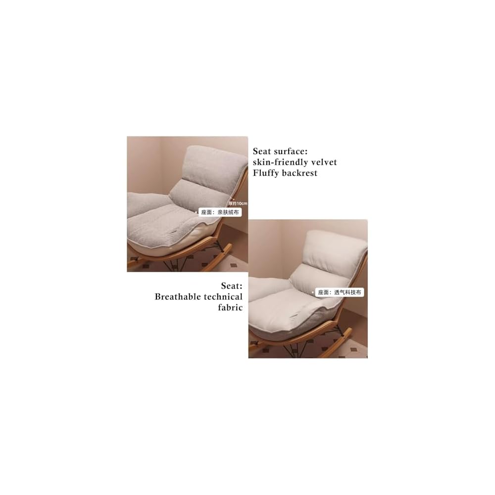Upholstered Modern Rocking Chair with Double-Sided Cushion & Footrest, Comfortable Lazy Lounge Chair for Living Room, Stylish Side Chair for Relaxation