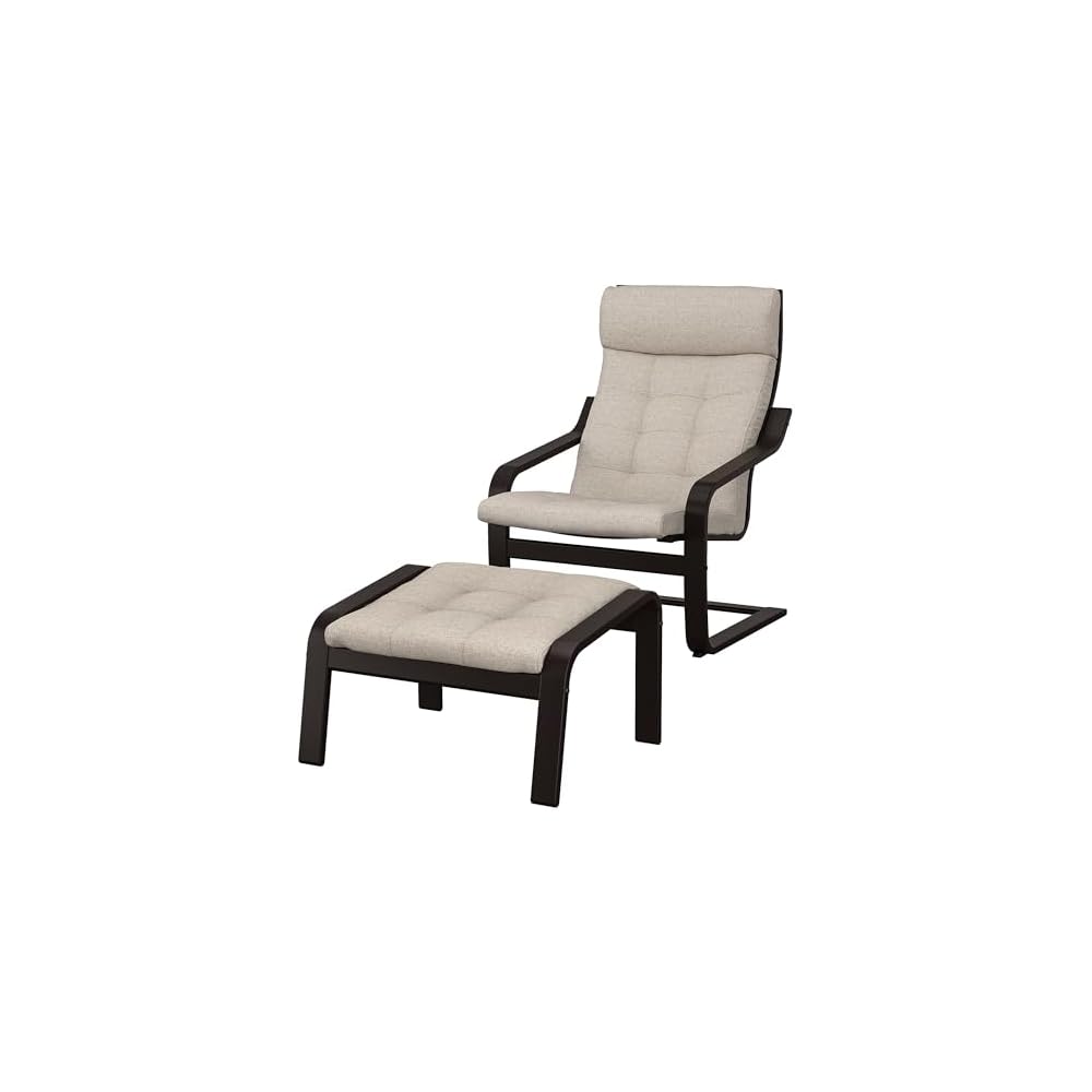 ProTuning POÄNG Armchair and footstool, black-brown/Gunnared beige