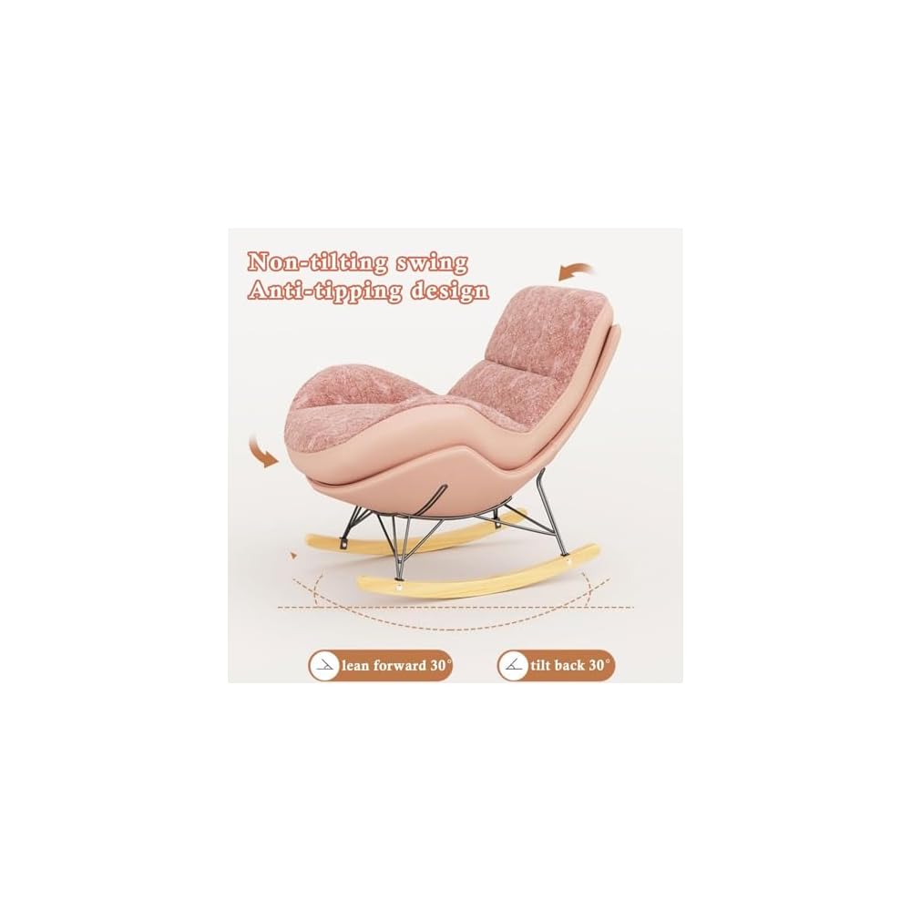 Upholstered Modern Rocking Chair with Double-Sided Cushion & Footrest, Comfortable Lazy Lounge Chair for Living Room, Stylish Side Chair for Relaxation