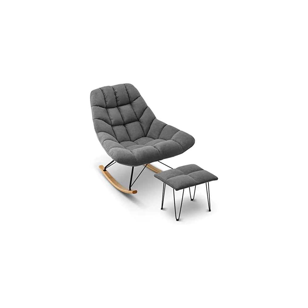 LSLYTQ Loungs,Upholstered Velvet Rocking Chair Sliding Chair Recliner Comfortable Middle Back Rock Chair with Solid Wood Base,Lazy Sofa Chair for Living Room Bedroom