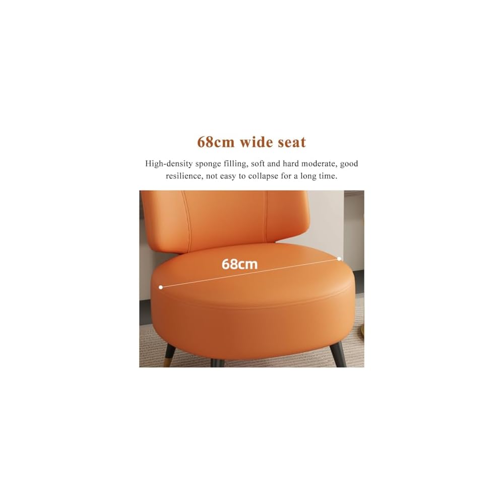 Single Sofa Chair Leather Accent Chair Modern Upholstered Armless Chair for Bedroom Negotiation Leisure Chair, Wide Seat Lazy Chair for Living Room, Office, Cafe(Nero)