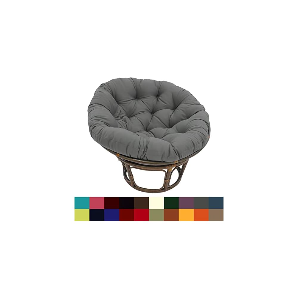 International Caravan Furniture Piece 42-Inch Rattan Papasan Chair with Solid Twill Cushion