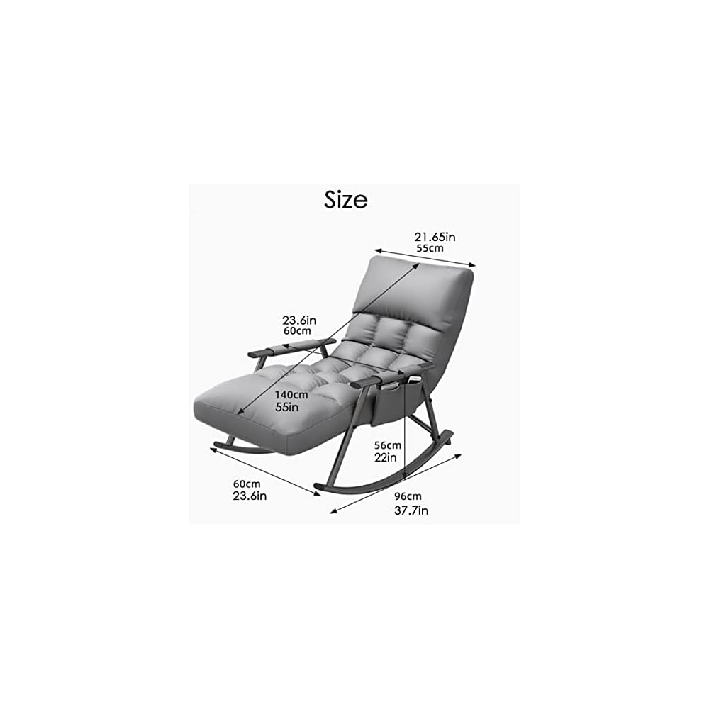 Living Room Reclining Rocking Chair,Modern Armchair,Indoor Relaxing Chair with Side Pocket, Steel Frame Anti-tilt Design,Soft Sleeper Chair (Color : Gray)