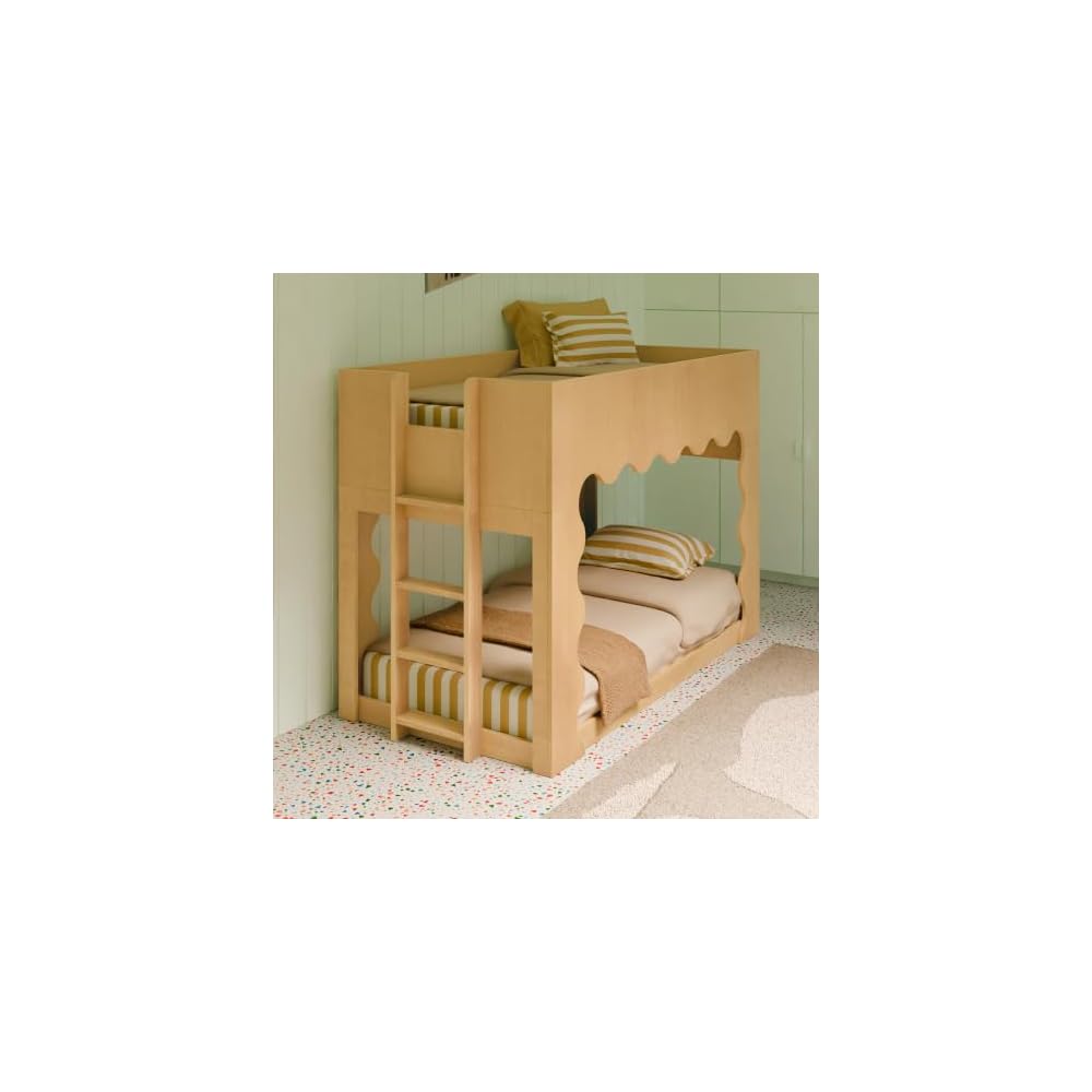 babyletto Kids Lido Wave Convertible Low Loft Twin Bed in Honey