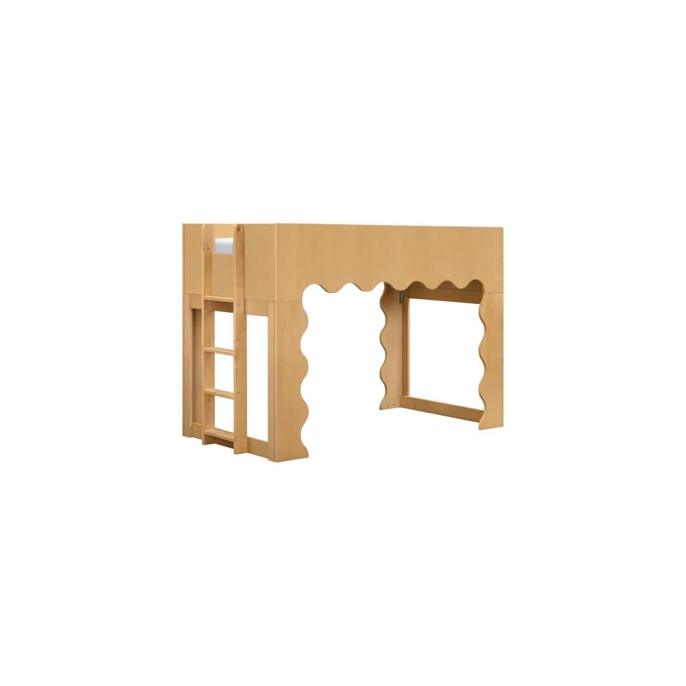 babyletto Kids Lido Wave Convertible Low Loft Twin Bed in Honey