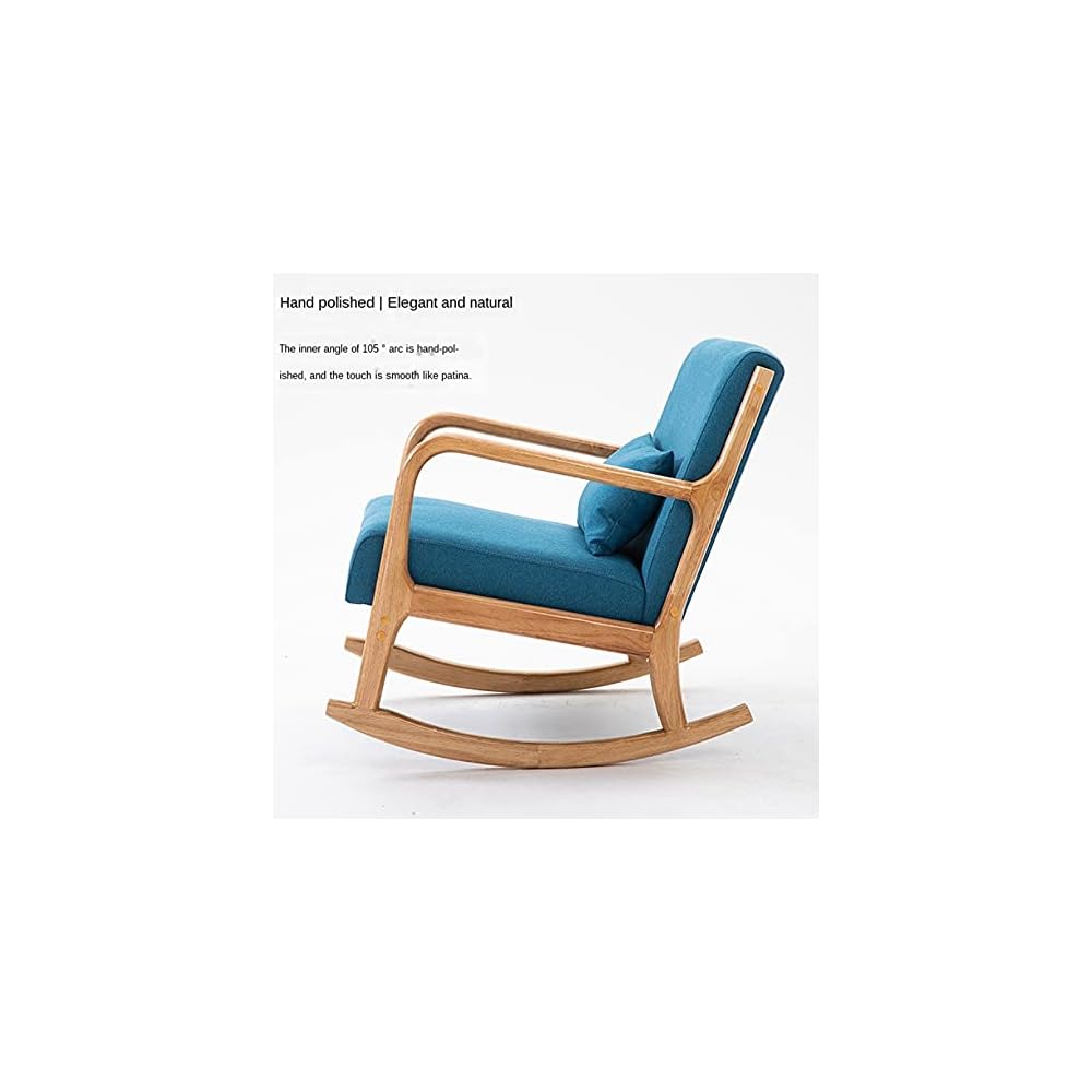 Nordic Solid Wood Rocking Chair Household Rocking Chair Leisure Chair Lazy Sofa Single Sofa Chair Balcony Leisure Chair (Color : Gray) (Green2)