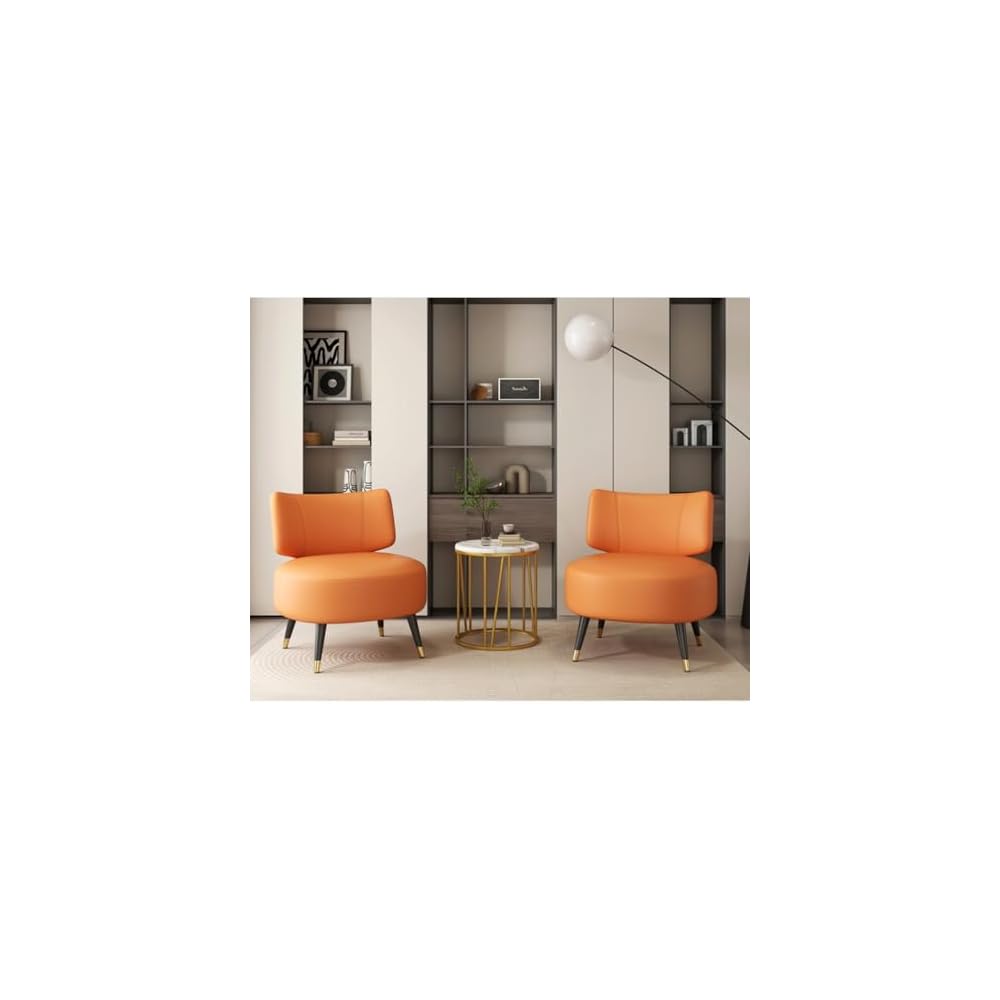 Single Sofa Chair Leather Accent Chair Modern Upholstered Armless Chair for Bedroom Negotiation Leisure Chair, Wide Seat Lazy Chair for Living Room, Office, Cafe(Nero)