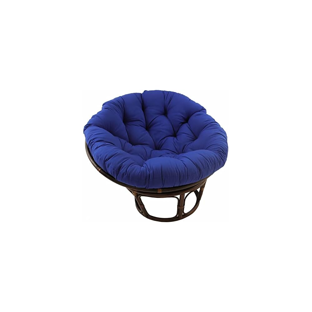 International Caravan Furniture Piece 42-Inch Rattan Papasan Chair with Solid Twill Cushion