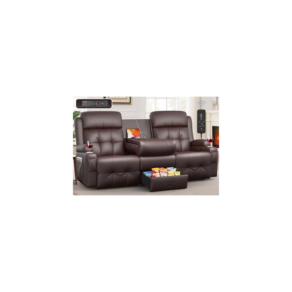 Loveseat Recliner, Oversized Reclining Loveseat, Massage Reclining Sofa With USB & Type C Port & Storage & Cup Holders, Recliner Couch, RV Wall Hugger Recliners Loveseats for Living Room & RV Camper