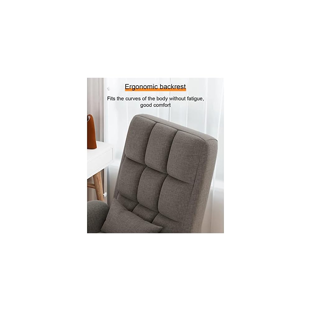 Armchair with Footstool, Comfy Chair with Wood Legs, Task Chair Breathable Cotton Linen Office Chair,Backrest Recliner Nursing, Ergonomic Design (Color : Grey)