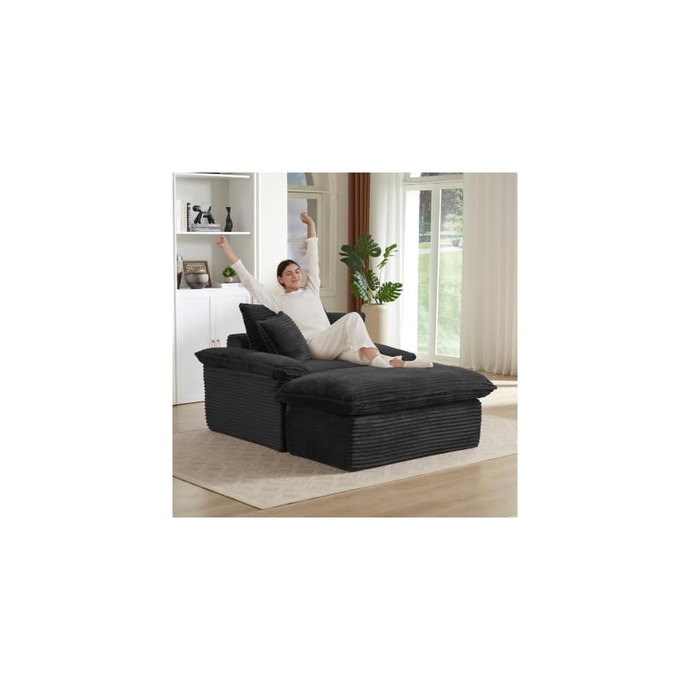 Oversized Boneless Couch Recliner Chair with Ottoman & Sofa Bed