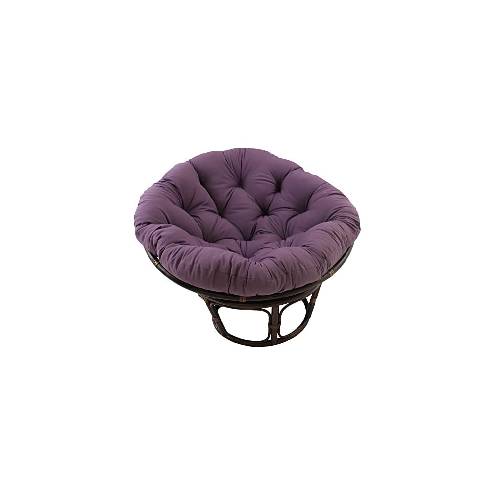 International Caravan Furniture Piece 42-Inch Rattan Papasan Chair with Solid Twill Cushion