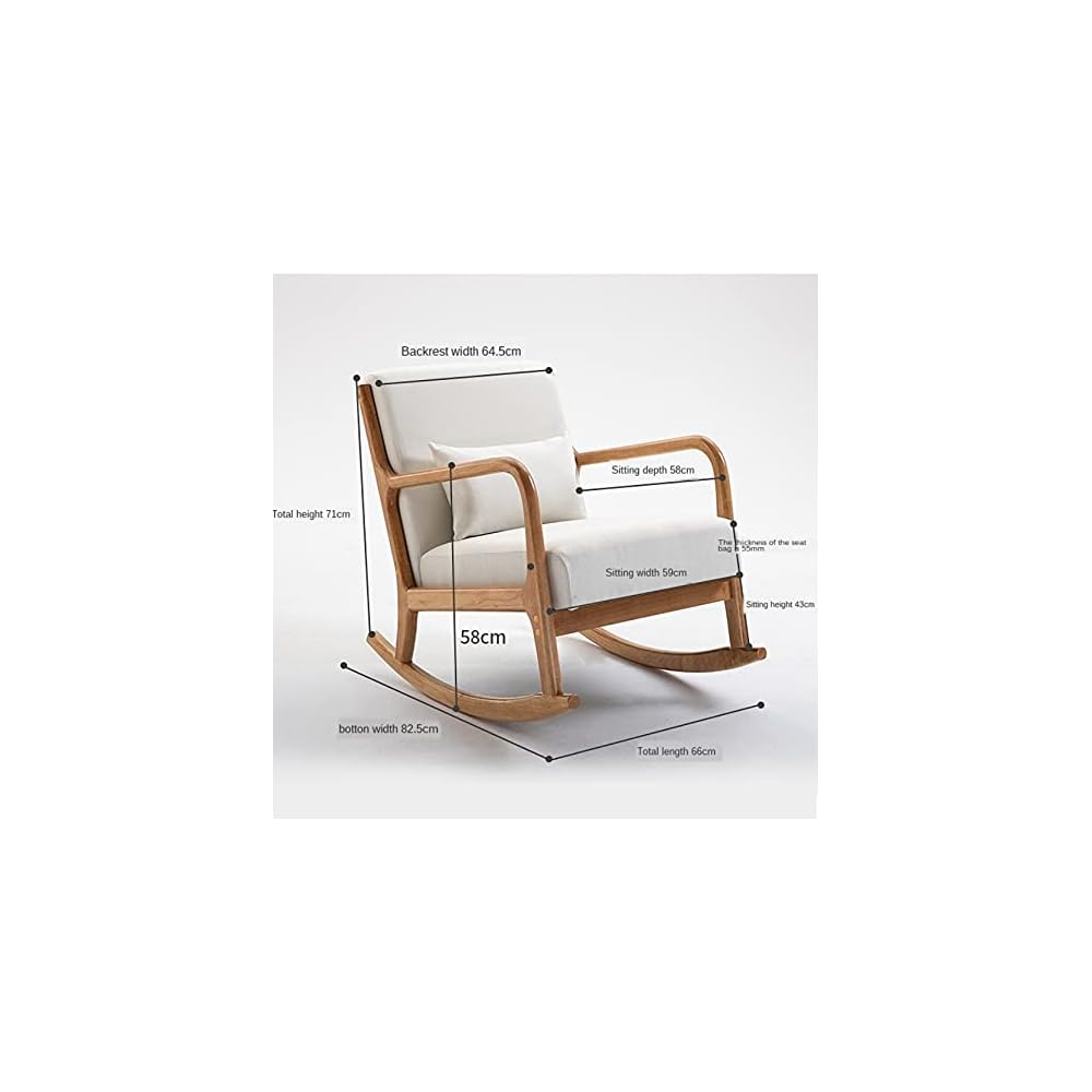 Nordic Solid Wood Rocking Chair Household Rocking Chair Leisure Chair Lazy Sofa Single Sofa Chair Balcony Leisure Chair (Color : Gray) (Green2)