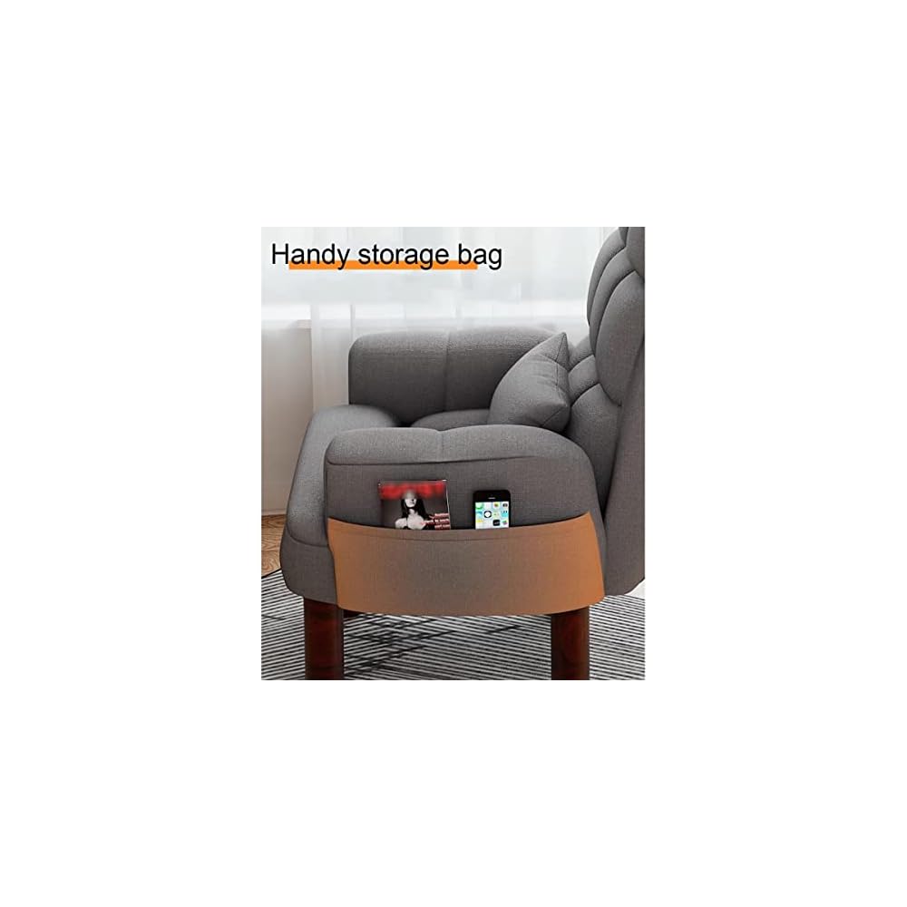 Armchair with Footstool, Comfy Chair with Wood Legs, Task Chair Breathable Cotton Linen Office Chair,Backrest Recliner Nursing, Ergonomic Design (Color : Grey)