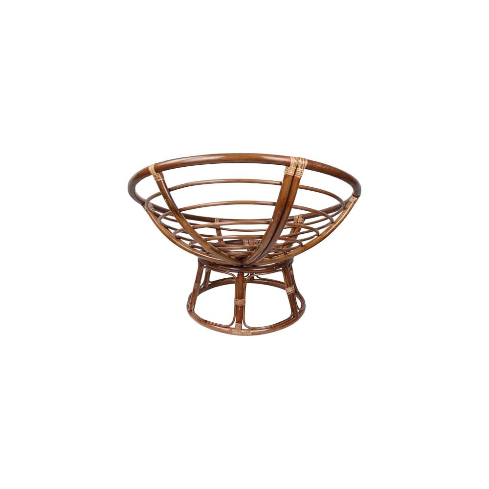 International Caravan Furniture Piece 42-Inch Rattan Papasan Chair with Solid Twill Cushion