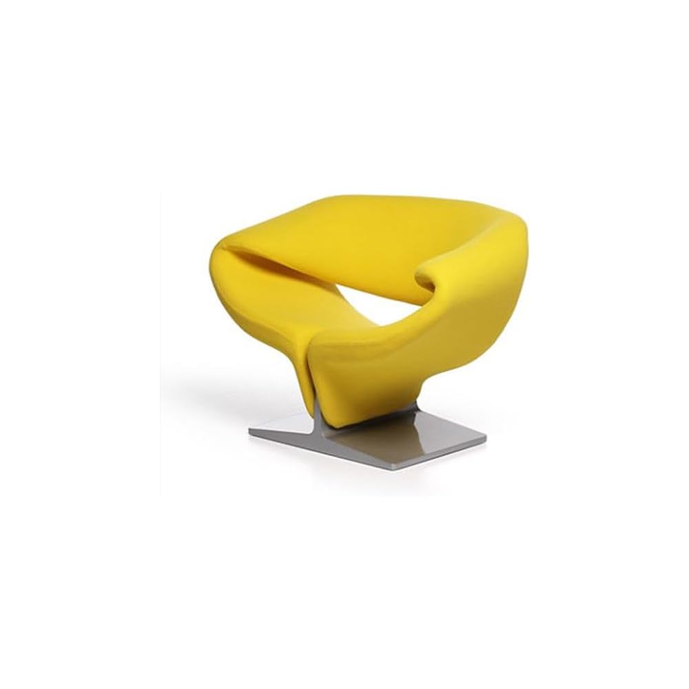 Modern Sculptural Ribbon Lounge Chair, Fiberglass Designer Accent Chair with Upholstered Seat for Living Room, Bedroom, Reception (Black)