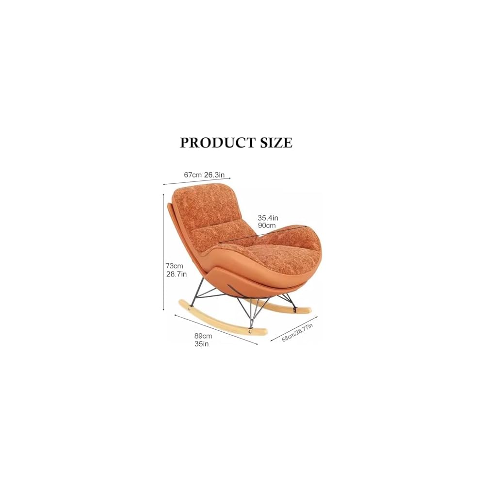 Upholstered Modern Rocking Chair with Double-Sided Cushion & Footrest, Comfortable Lazy Lounge Chair for Living Room, Stylish Side Chair for Relaxation