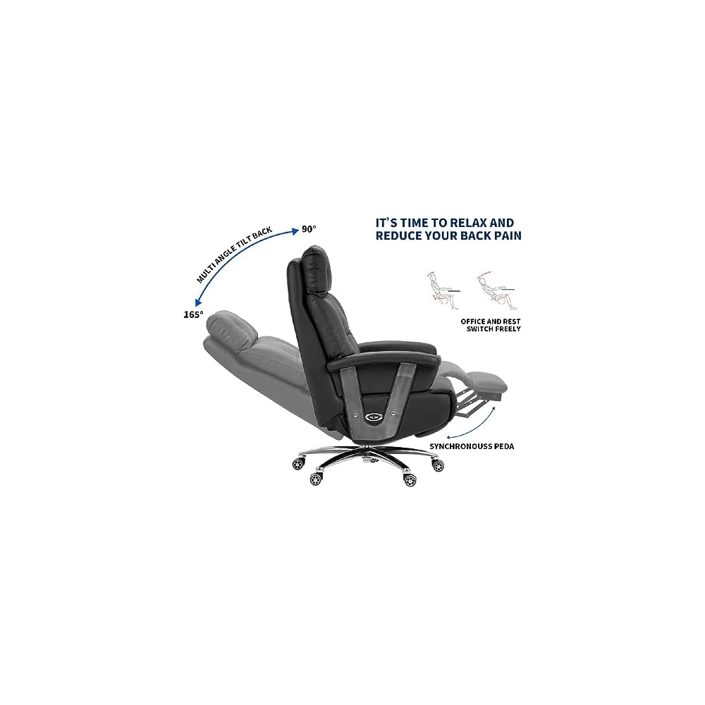 Electric Full Reclining Office Chair with Footstool Management(E)