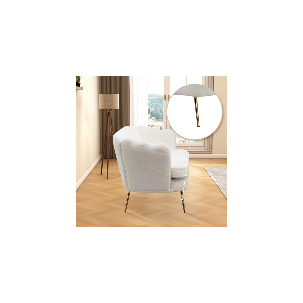 Aoiy & Wifon 59" W Comfy Small Loveseat for Small Spaces, Upholstered 2-Seat Settee Loveseat with Metal Legs, Boucle, Ivory