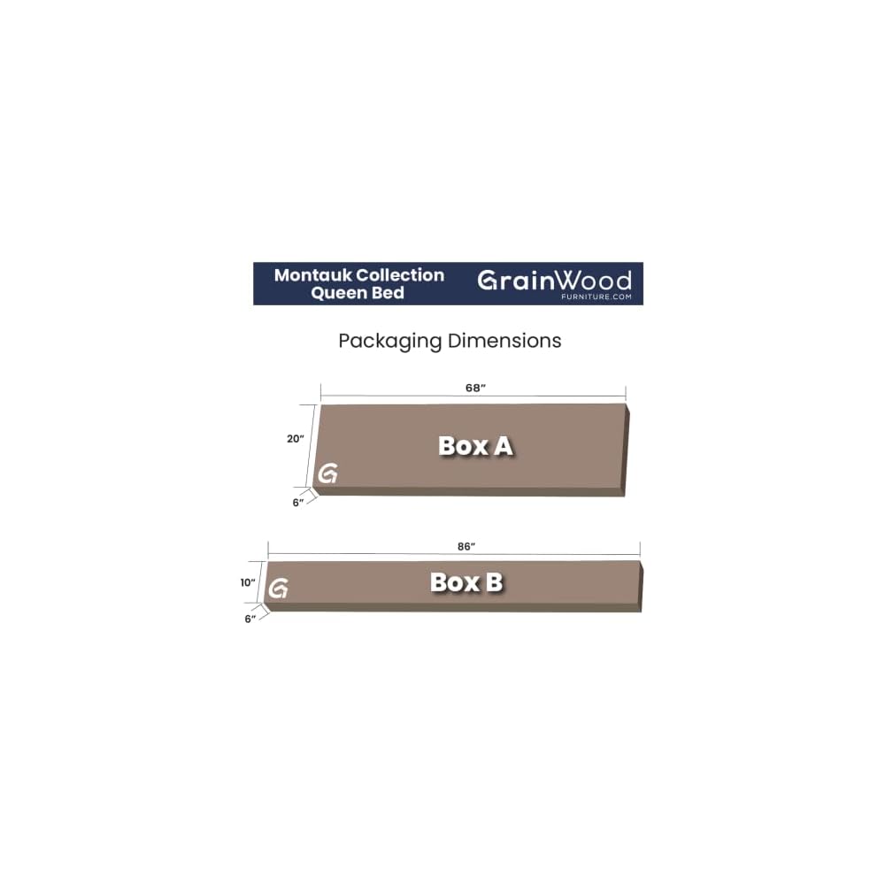 Grain Wood Furniture Montauk Solid Wood Bed, Queen Size, Rustic Walnut