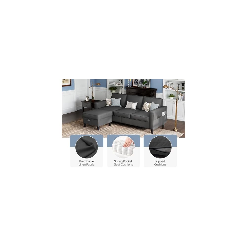 Small Sofas Couches for Living Room with Removable Storage Ottoman