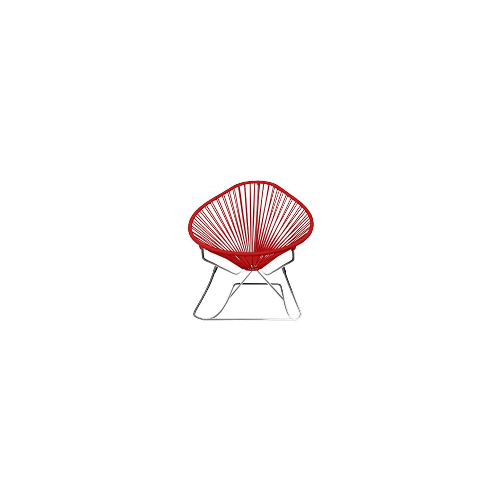 Innit Designs Acapulco Rocking Chair, Chrome Frame with Pink Weave