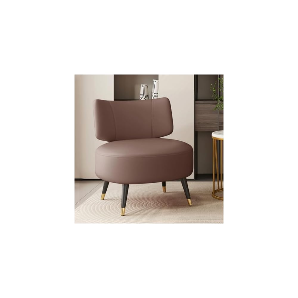 Single Sofa Chair Leather Accent Chair Modern Upholstered Armless Chair for Bedroom Negotiation Leisure Chair, Wide Seat Lazy Chair for Living Room, Office, Cafe(Nero)
