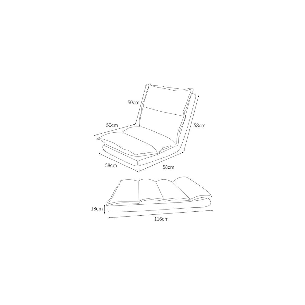 Folding Chairs Floor Chair Gaming Sofa with Adjustable Backrest Lazy Recliner Lounger Sleeper Bed Couch (Color: Gray) Colour:Black (Color : Gray)