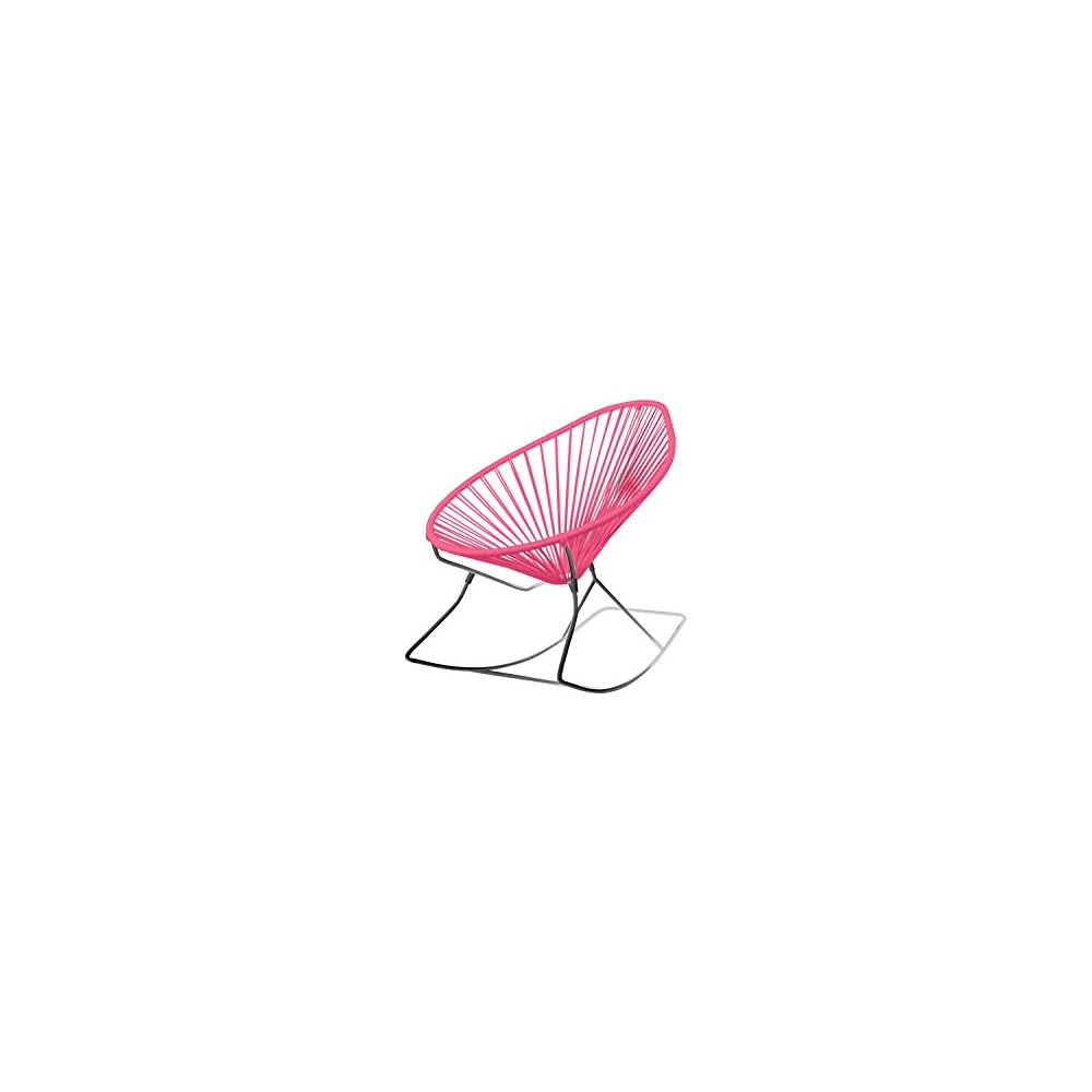 Innit Designs Acapulco Rocking Chair, Chrome Frame with Pink Weave