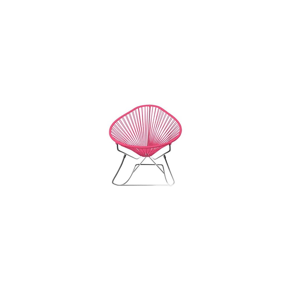 Innit Designs Acapulco Rocking Chair, Chrome Frame with Pink Weave