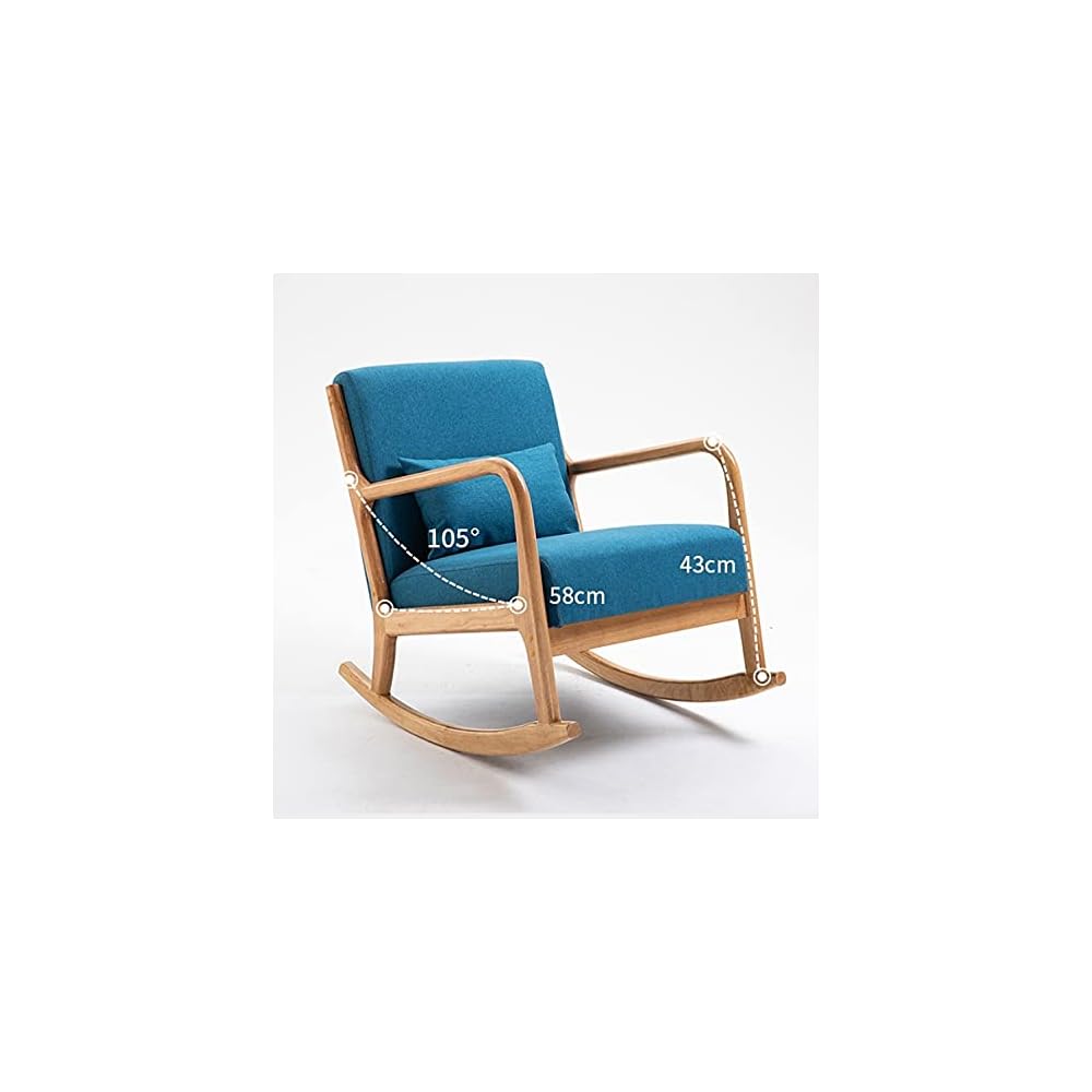 Nordic Solid Wood Rocking Chair Household Rocking Chair Leisure Chair Lazy Sofa Single Sofa Chair Balcony Leisure Chair (Color : Gray) (Green2)