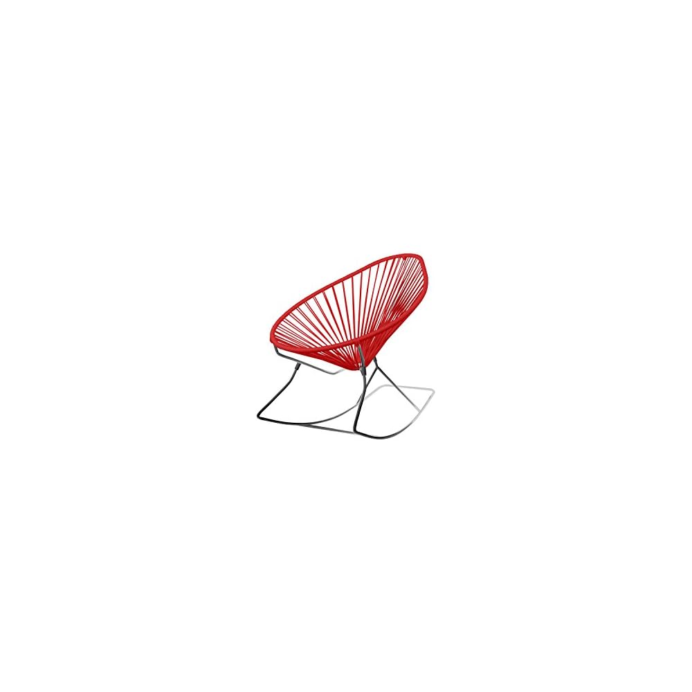 Innit Designs Acapulco Rocking Chair, Chrome Frame with Pink Weave