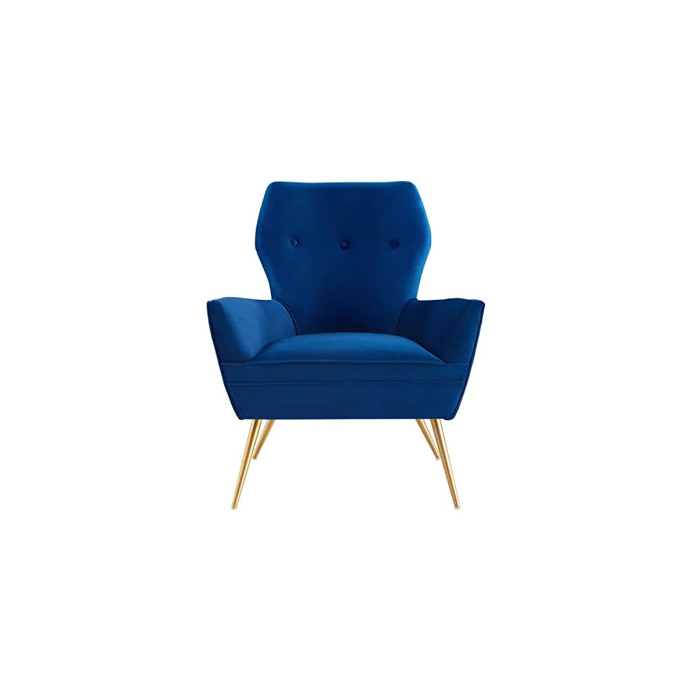 Modway Renata Modern Tufted Performance Velvet Armchair in Navy/Gold