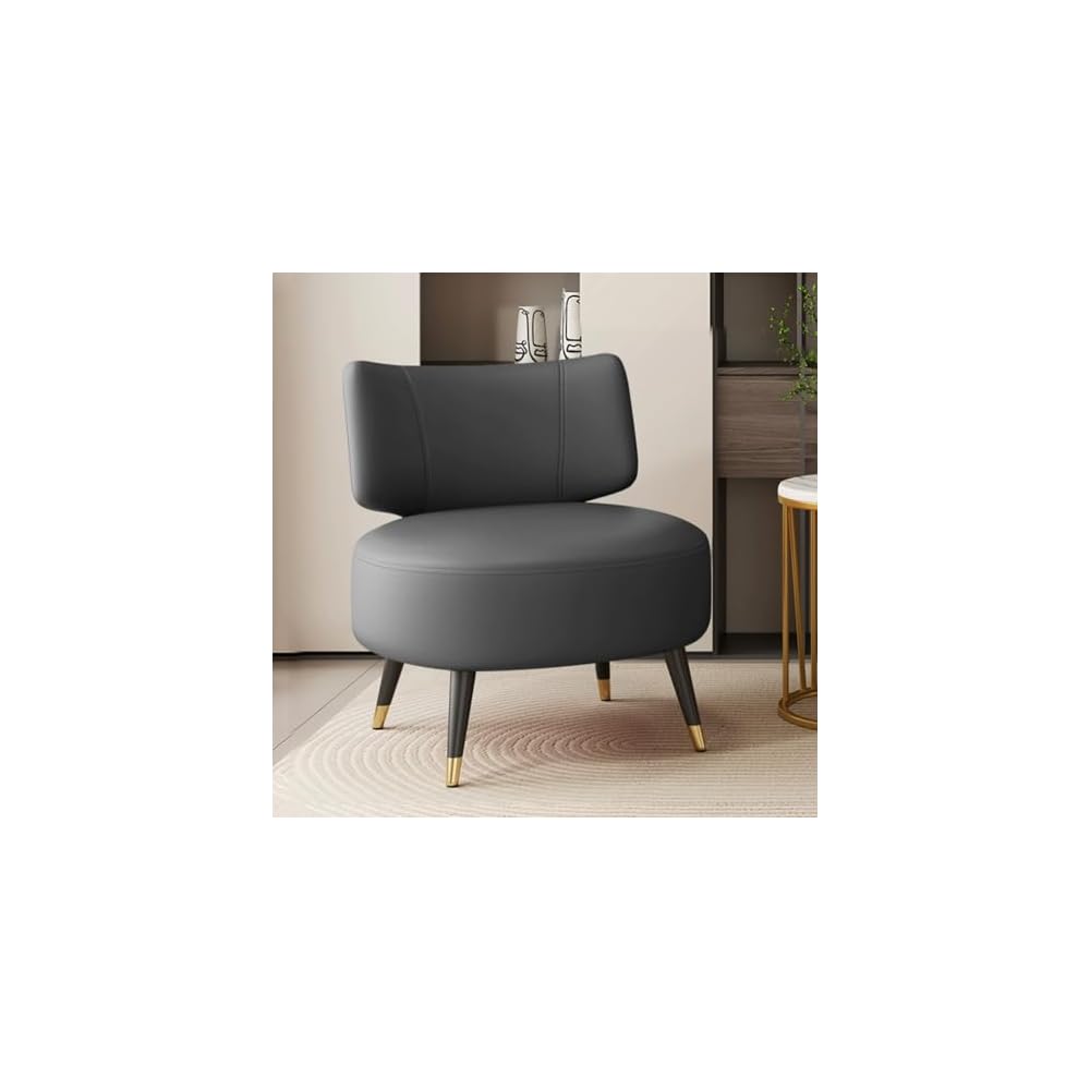 Single Sofa Chair Leather Accent Chair Modern Upholstered Armless Chair for Bedroom Negotiation Leisure Chair, Wide Seat Lazy Chair for Living Room, Office, Cafe(Nero)