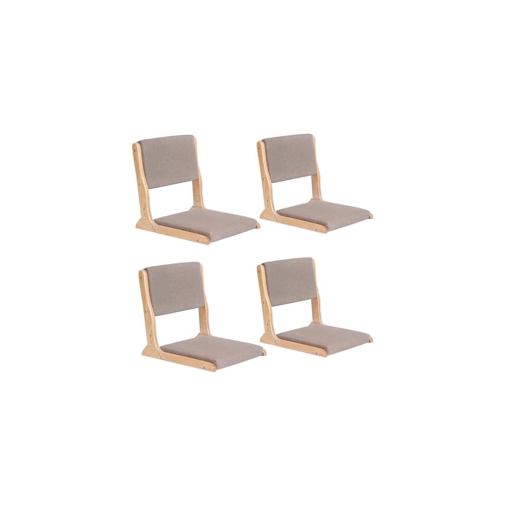 Tiita 2-Pack Foldable Meditation Floor Chairs, Back Support, Walnut Grey